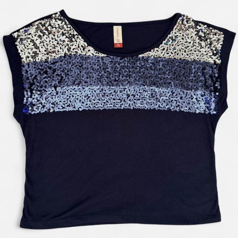 Dark blue sparkly sequin shirt, ombre effect